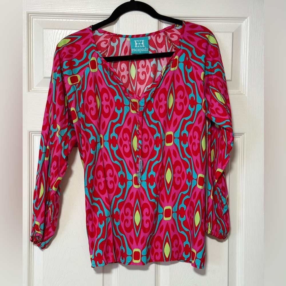 Escapada Women's Multicolor Festive 3/4 Sleeve Top Size XS